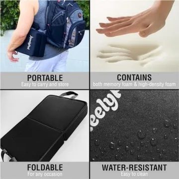 KneelyPad by Kneely | Kneeling Pad for Gardening, Exercise, Cleaning, & Mechanic Work | Extra Thick Memory Foam Knee Cushion for Gardening with Washable Cover | Foldable Gardening Knee Pad with Handle
