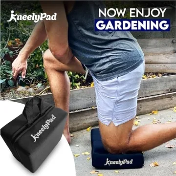 KneelyPad by Kneely | Kneeling Pad for Gardening, Exercise, Cleaning, & Mechanic Work | Extra Thick Memory Foam Knee Cushion for Gardening with Washable Cover | Foldable Gardening Knee Pad with Handle