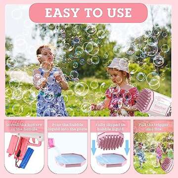 SHCKE Rocket Boom Bubble Gun, 69 Holes Bubble Machine with Colorful Lights, Bubble Machine Gun for Kids Adults Summer Outdoor Birthday Wedding Party Activity [Pink]