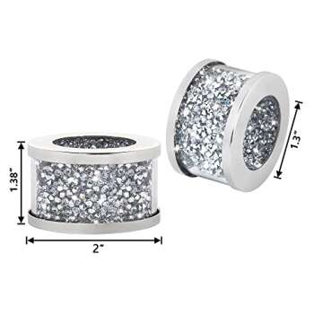 SHYFOY Silver Diamond Napkin Ring Glass Framed, Crystal Dinning Cloth Rings Set of 4 Piece, Glam Ser...