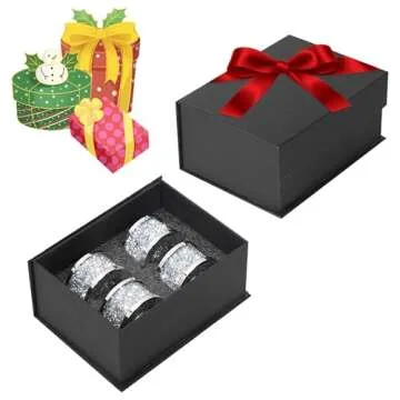 SHYFOY Silver Diamond Napkin Ring Glass Framed, Crystal Dinning Cloth Rings Set of 4 Piece, Glam Serviette Buckle Cloth Holder Sparkle Bling Crushed Diamond Table Decor Accessories