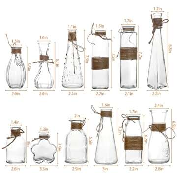 12pcs Clear Mini Bud Vase Set for Home Decoration