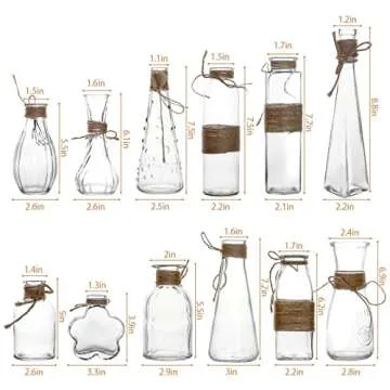 12pcs Clear Mini Bud Vase Set for Home Decoration
