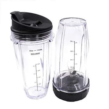 Replacement Blender Cup with Lid (2 Pack) 24 Oz Cups For Ninja Auto iQ BL480 BL482 BL642 BL682 BL450 BN401 BN751 BN801 Foodi SS351 SS151 SS401 Ninja Blender Auto iQ Blade