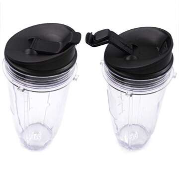 Replacement Blender Cup with Lid (2 Pack) 24 Oz Cups For Ninja Auto iQ BL480 BL482 BL642 BL682 BL450 BN401 BN751 BN801 Foodi SS351 SS151 SS401 Ninja Blender Auto iQ Blade