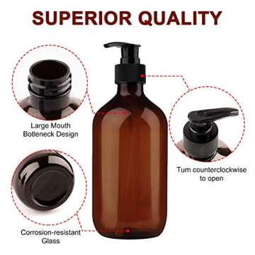 2 Pack 500ml 17oz Empty Shampoo Bottles Versatile Amber Pump Bottle Leak proof Lotion Container Hand Soap Dispenser