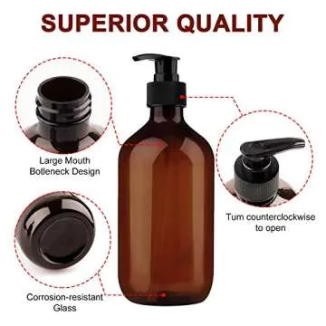 2 Pack 500ml 17oz Empty Shampoo Bottles Versatile Amber Pump Bottle Leak proof Lotion Container Hand Soap Dispenser