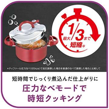 T-fal Pressure Cooker ClipsoMinut Duo 5.2L (RED)【Japan Domestic Genuine Products】