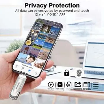 Gulloe Flash Drive 512GB, Photo Stick for Phone External Storage, USB 3.0 Memory Stick for Phone Photo Storage Compatible with Phone and PC, Take More Photos and Videos for Phone (Silver)