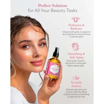 24 Karat Gold Rose Water Toner by Leven Rose Organic Natural Moroccan 24K Rosewater Toner 4 oz