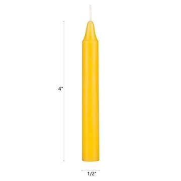 Mega Candles 20 pcs Unscented Yellow Exquisite Mini Taper Candles, 4 Inch Tall x 1/2 Inch Diameter, ...