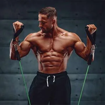 Resistance Bands Set with 5 Stackable Exercise Bands Handles Carry Bag Door Anchor Ankle Straps Guide Book for Resistance Training Physical Therapy Home Workouts Yoga 100 LBS (All Fit 12 pcs)