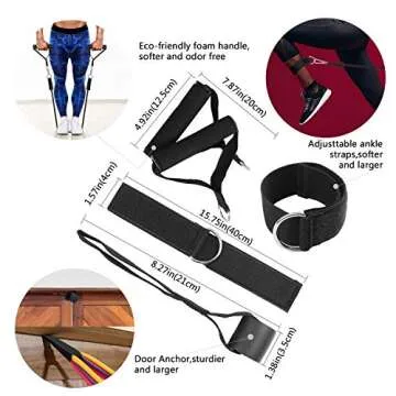 Resistance Bands Set with 5 Stackable Exercise Bands Handles Carry Bag Door Anchor Ankle Straps Guide Book for Resistance Training Physical Therapy Home Workouts Yoga 100 LBS (All Fit 12 pcs)