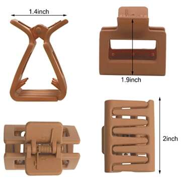 Bmobuo 4 PCS Hair Clips - Matte Nude Small Square Claw Clips for Thin and Thick Hair, Cute Hair Clips for Women