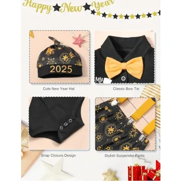 Stylish New Year Baby Boy Outfit with Bow Tie 2025
