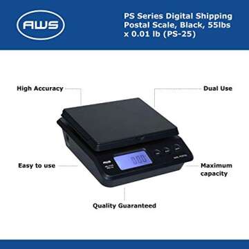 American Weigh Scales Digital Shipping Postal Scale, Package Postage ScaleBacklit LCD Screen55lbs. x...