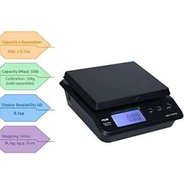 American Weigh Scales Digital Shipping Postal Scale, Package Postage ScaleBacklit LCD Screen55lbs. x 0.01lbs. (Black), PS-25