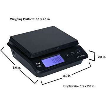 American Weigh Scales Digital Shipping Postal Scale, Package Postage ScaleBacklit LCD Screen55lbs. x 0.01lbs. (Black), PS-25
