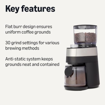 Amazon Basics Electric Burr Coffee Grinder with 30 Grind Settings for French Press and Espresso, 6.5...