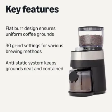 Amazon Basics Electric Burr Coffee Grinder with 30 Grind Settings for French Press and Espresso, 6.5...