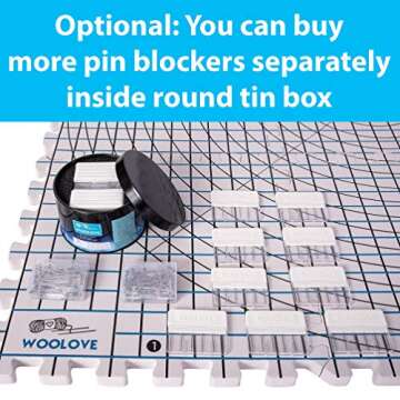 Extra Thick Blocking Mats for Wet and Steam Blocking - Includes Pack of 9, 100 T Pins, 10 Pin Blocker and Storage Bag
