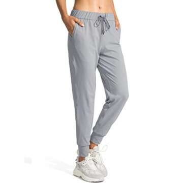 SANTINY Women's Joggers Pants Pockets Drawstring Running Sweatpants for Women Lounge Workout Jogging(Bright Grey_L)