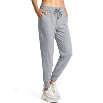 SANTINY Women's Joggers Pants Pockets Drawstring Running Sweatpants for Women Lounge Workout Jogging(Bright Grey_L)