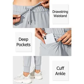 SANTINY Women's Joggers Pants Pockets Drawstring Running Sweatpants for Women Lounge Workout Jogging(Bright Grey_L)