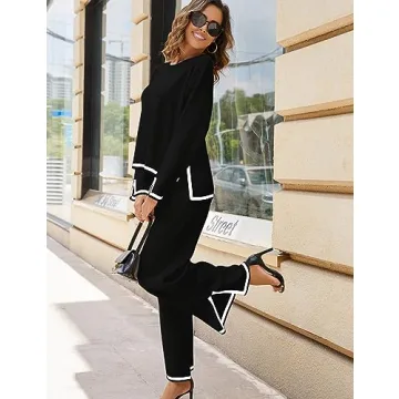 Stylish Tanming 2 Piece Knit Lounge Set for Women