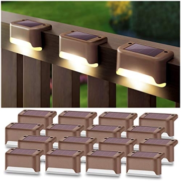 DenicMic 16 Pack Solar Fence Lights - Warm White LED Outdoor Lighting