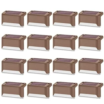 DenicMic 16 Pack Solar Fence Lights Warm White LED Outdoor