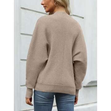 LILLUSORY Women's Oversized Mock Neck Sweaters Trendy Pullover 2025 Casual Outfits Knit Batwing Sleeve Winter Tops