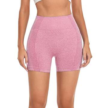 AHLW Seamless Workout Shorts for Women High Waist Tummy Control Breathable Athletic Gym Running Shor...