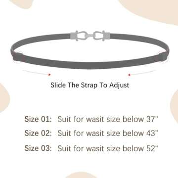 JASGOOD Leather Skinny Women Belt Thin Waist Belts for Dresses up to 37 Inches with Golden Buckle 2 Pack(Black+White,Waist Size Below 37 Inches)