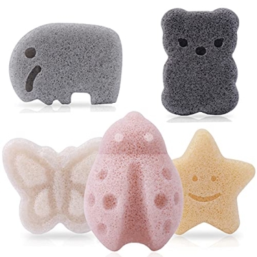 KECUCO Konjac Baby Sponge for Bathing, Kids Bath Sponges for Infants, Toddler Bath Time, Cute Shapes...