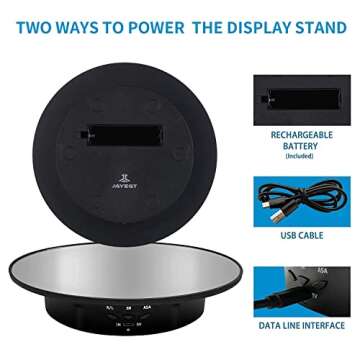 JAYEGT Motorized Rotating Display Stand - 7.87" Electric Turntable for Photography & Jewelry
