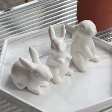 GOODSTART Ceramic Bunny Figurine for Home Decor