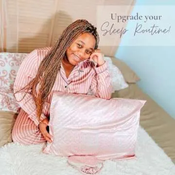 Luxurious Satin Pillowcase Gift Set - Pink Leopard Print | Includes Silky Soft Pillowcase, Matching Eye Mask & Scrunchie | Perfect for Hair & Skin Care, Reduces Frizz & Wrinkles