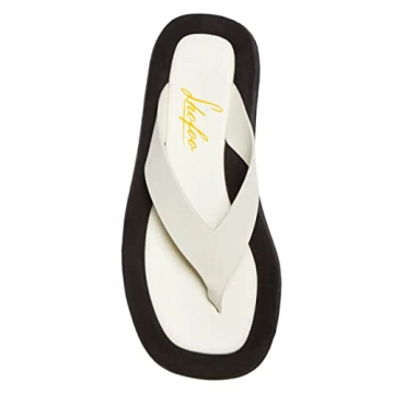 SHOFOO Women's Fashion Open Toe Soft Sole Flip Flops Slip On Vacation Summer Beach Casual Slippers Wedge Low Heel Sandal Shoes Size 7 White-black