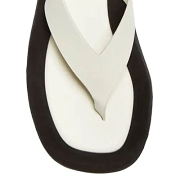 SHOFOO Women's Fashion Open Toe Soft Sole Flip Flops Slip On Vacation Summer Beach Casual Slippers Wedge Low Heel Sandal Shoes Size 7 White-black