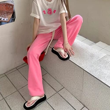 SHOFOO Women's Fashion Open Toe Soft Sole Flip Flops Slip On Vacation Summer Beach Casual Slippers Wedge Low Heel Sandal Shoes Size 7 White-black