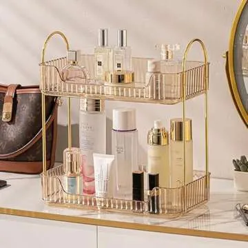 shuang qing Bathroom Counter Organizer Countertop Storage, Cosmetics Skincare Shelf Organizer, Makeu...