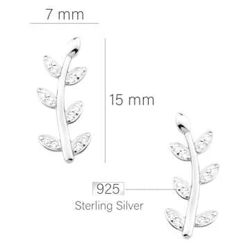 Elegant Leaf Twig Earrings in Silver - Sofia Milani
