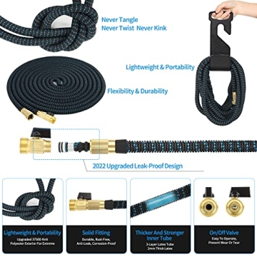 Durable 50 ft Expandable Garden Hose with 10 Spray Patterns