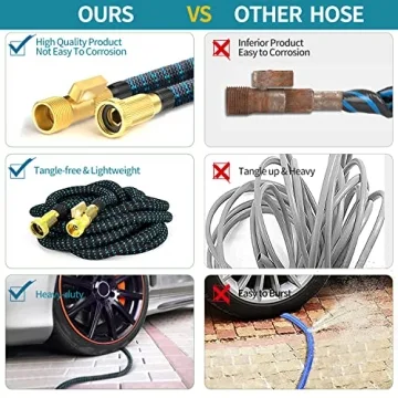 Durable 50 ft Expandable Garden Hose with 10 Spray Patterns