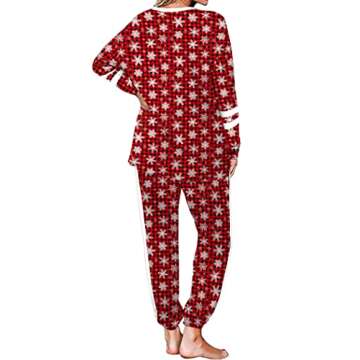 Aloodor Sweatsuits for Women Christmas Winter Outfits 2 Piece Pajamas Red Haig Snow S