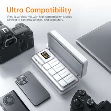 COMICA Vimo Q Wireless Lavalier Microphone System with 4 Transmitters and 1 Receiver, Noise Cancella...
