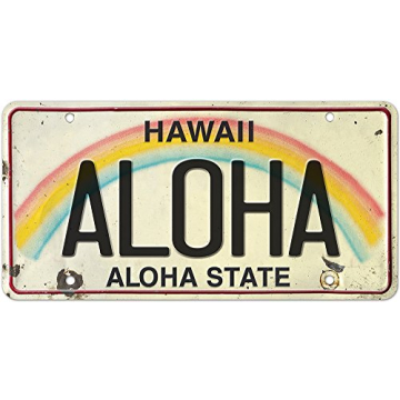 ALOHA Vintage Hawaiian Embossed License Plate 6x12 inch