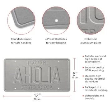 ALOHA Vintage Hawaiian Embossed License Plate 6x12 inch