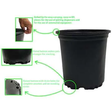 Durable Viagrow Plastic Nursery Trade Pots - 20-Pack